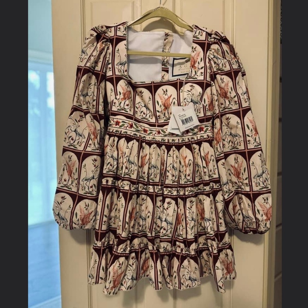 Agua Bendita Avena Garza Red Bird Heron Mini Dress